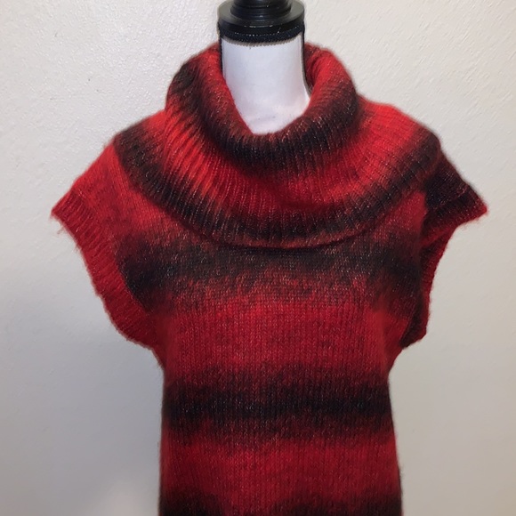 Michael Kors red striped wool blend sleeveless cowl neck sweater - Picture 2 of 8